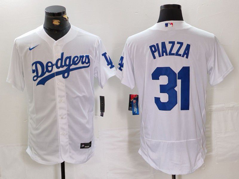 Men Los Angeles Dodgers 31 Piazza White Elite 2024 Nike MLB Jersey style 1